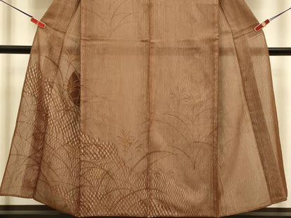 平和屋着物▽訪問着　無双　紗袷　紗×絽　芒　ススキ　正絹　逸品　DABJ6613du