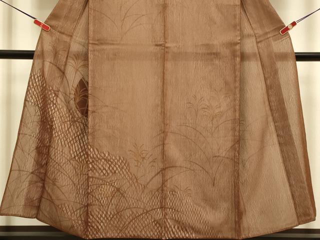 平和屋着物▽訪問着　無双　紗袷　紗×絽　芒　ススキ　正絹　逸品　DABJ6613du