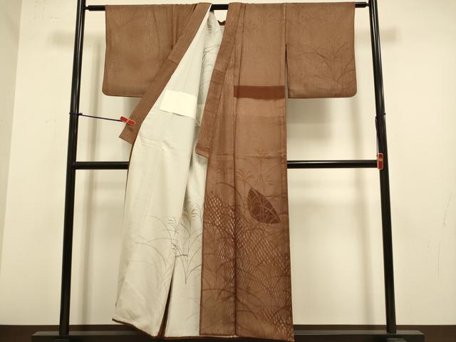 平和屋着物▽訪問着　無双　紗袷　紗×絽　芒　ススキ　正絹　逸品　DABJ6613du