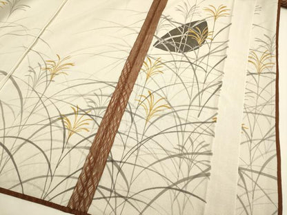 平和屋着物▽訪問着　無双　紗袷　紗×絽　芒　ススキ　正絹　逸品　DABJ6613du
