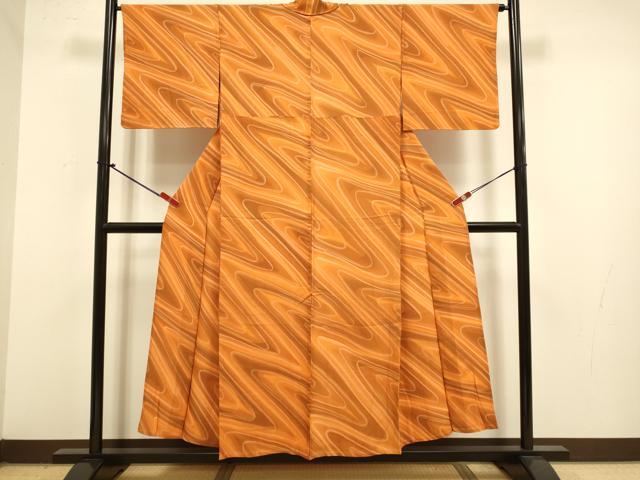 平和屋着物▽上質な小紋　単衣　流水文　正絹　逸品　DABJ6620du