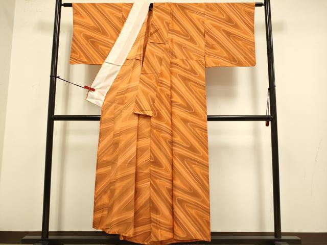 平和屋着物▽上質な小紋　単衣　流水文　正絹　逸品　DABJ6620du