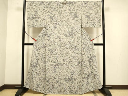 平和屋着物▽上質な小紋　単衣　花松文　正絹　逸品　未使用　DABJ6633du