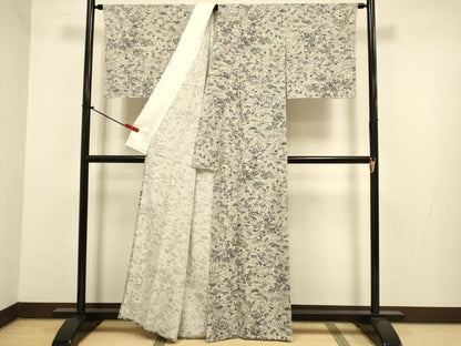 平和屋着物▽上質な小紋　単衣　花松文　正絹　逸品　未使用　DABJ6633du