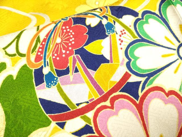 平和屋着物●豪華振袖　刺繍　花毬文　折り鶴　独楽　金彩　正絹　逸品　DABJ6643du