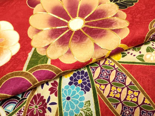 平和屋着物●豪華振袖　駒刺繍　吉祥花文　正絹　逸品　DABJ6656du