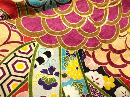 平和屋着物●豪華振袖　駒刺繍　吉祥花文　正絹　逸品　DABJ6656du