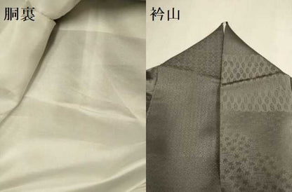 平和屋着物●樋熊哲也監修　色無地　横段吉祥地紋　濃い江戸鼠色　正絹　逸品　DABJ6657du