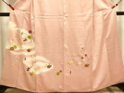 平和屋着物●訪問着　駒刺繍　総刺繍　花楓文　正絹　逸品　DABJ6667du