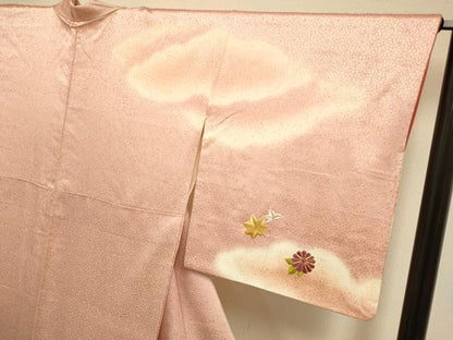 平和屋着物●訪問着　駒刺繍　総刺繍　花楓文　正絹　逸品　DABJ6667du