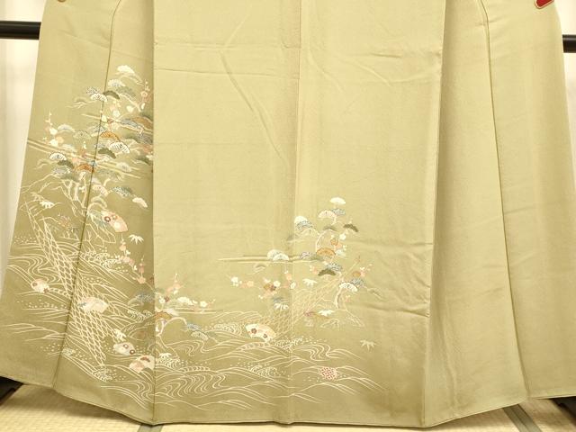 平和屋着物●訪問着　刺繍　松竹梅　暈し染め　金彩　正絹　逸品　DABJ6694du