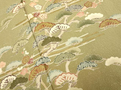 平和屋着物●訪問着　刺繍　松竹梅　暈し染め　金彩　正絹　逸品　DABJ6694du