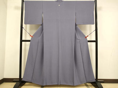 平和屋着物●上質な色無地　濃い鳩羽色　正絹　逸品　DABJ6705du