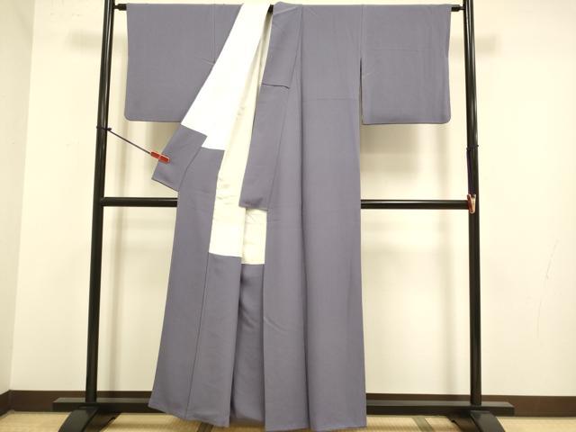 平和屋着物●上質な色無地　濃い鳩羽色　正絹　逸品　DABJ6705du