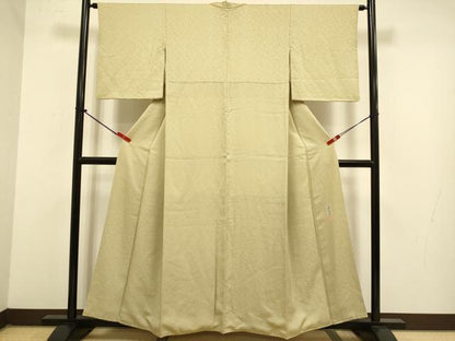 平和屋着物●上質な色無地　作家物　生粋草木　霞地紋　榛色　正絹　逸品　DABJ6709du