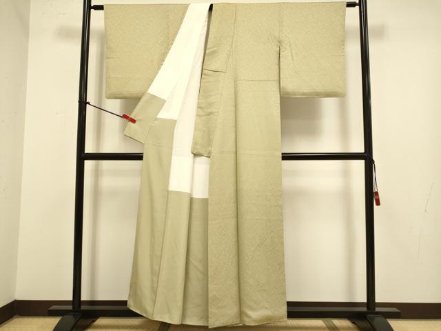 平和屋着物●上質な色無地　作家物　生粋草木　霞地紋　榛色　正絹　逸品　DABJ6709du