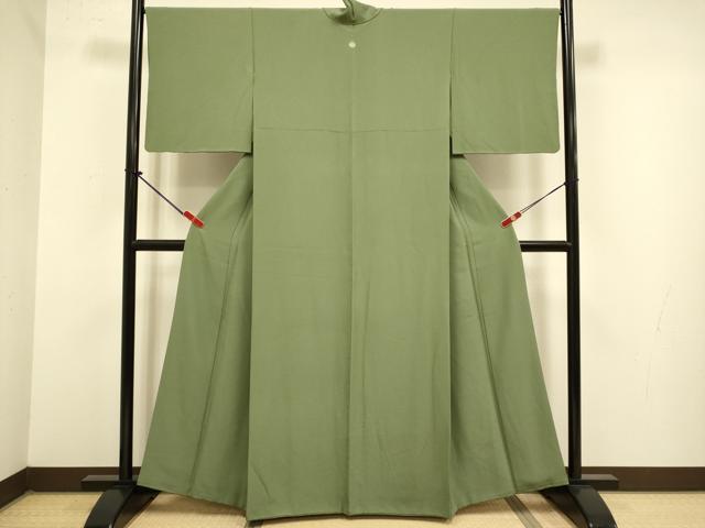 平和屋着物●上質な色無地　濃い柳茶色　正絹　逸品　DABJ6711du
