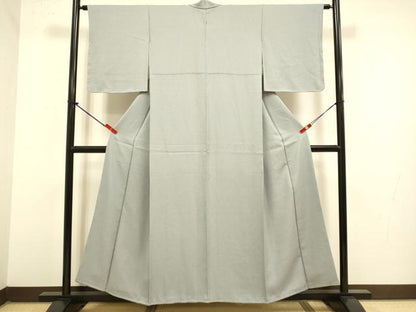 平和屋着物●上質な色無地　干割れ地紋　銀鼠色　正絹　逸品　DABJ6713du