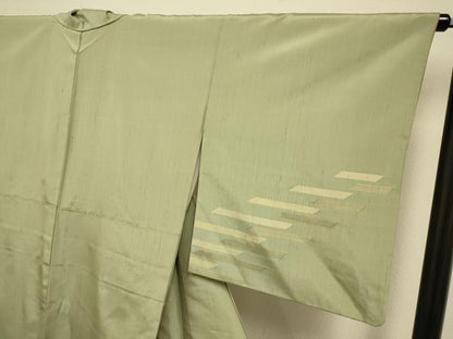 平和屋着物●訪問着　紬地　作家物　横段文　正絹　逸品　DABJ6717du