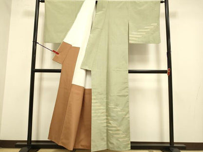 平和屋着物●訪問着　紬地　作家物　横段文　正絹　逸品　DABJ6717du