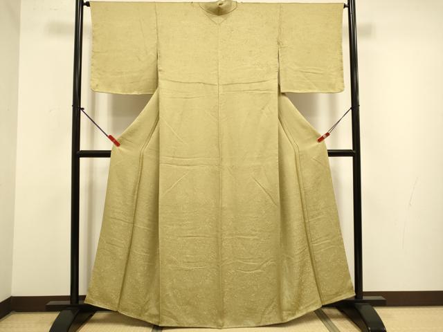 平和屋着物●上質な色無地　人物風景地紋　桑染色　正絹　逸品　DABJ6723du