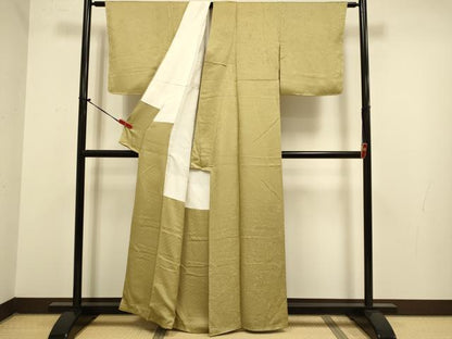 平和屋着物●上質な色無地　人物風景地紋　桑染色　正絹　逸品　DABJ6723du
