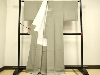 平和屋着物●上質な色無地　作家物　染清水　灰汁色　正絹　逸品　DABJ6725du