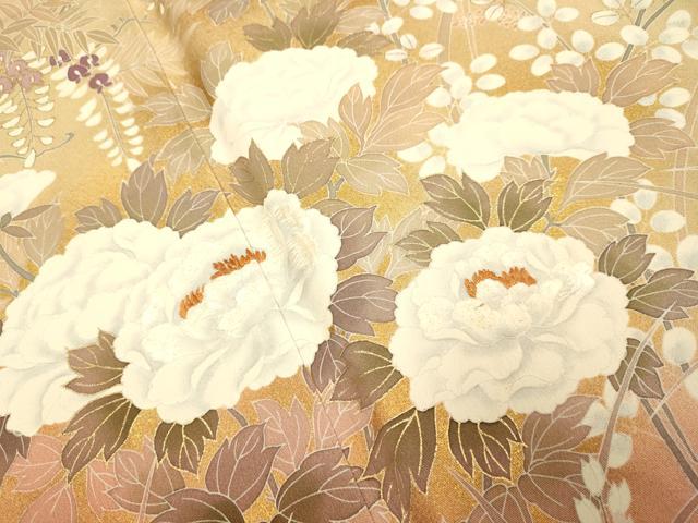 平和屋着物●訪問着　刺繍　草花文　暈し染め　金彩　正絹　逸品　DABJ6731du