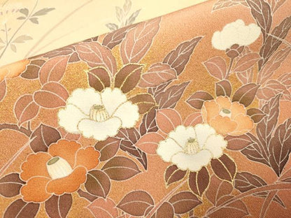 平和屋着物●訪問着　刺繍　草花文　暈し染め　金彩　正絹　逸品　DABJ6731du