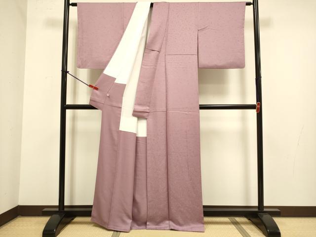 平和屋着物●上質な色無地　抽象文様　鴇浅葱色　正絹　逸品　DABJ6732du