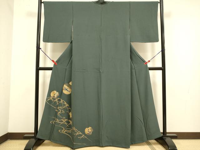 平和屋着物●訪問着　刺繍　飛鶴風景文　松竹梅　金彩　正絹　逸品　DABJ6733du