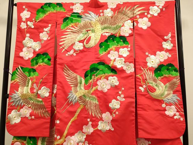 平和屋本店●色打掛　お引きずり　和装　婚礼　結婚式　花嫁　神社挙式　総刺繍　飛鶴梅松文　金銀糸　DABJ6771du