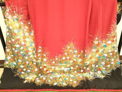 平和屋本店●お引きずり・お引き摺り・引き振袖　和装　結婚式　舞妓　芸妓　芸者　衣装　草花文　金彩　逸品　DABJ6773du