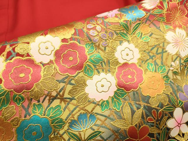 平和屋本店●お引きずり・お引き摺り・引き振袖　和装　結婚式　舞妓　芸妓　芸者　衣装　草花文　金彩　逸品　DABJ6773du