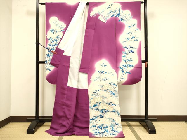 平和屋本店●お引きずり・お引き摺り・引き振袖　和装　結婚式　舞妓　芸妓　芸者　衣装　駒刺繍　菊文　暈し染め　逸品　DABJ6774du