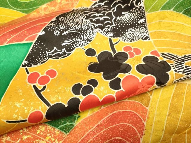 平和屋着物●豪華振袖　駒刺繍　御所車立波花文　金銀彩　正絹　逸品　DABJ6775du
