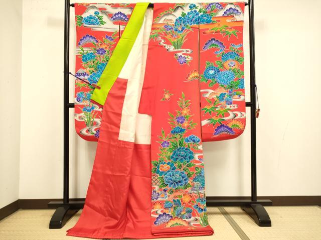 平和屋本店●お引きずり・お引き摺り・引き振袖　和装　結婚式　舞妓　芸妓　芸者　衣装　型染　鴛鴦風景花文　逸品　DABJ6776du