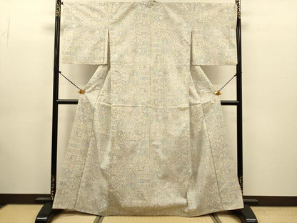 平和屋着物●本場大島紬　白大島　7マルキ　洋花文　正絹　逸品　DABJ6903du