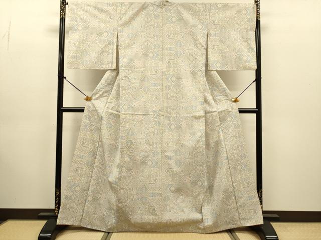 平和屋着物●本場大島紬　白大島　7マルキ　洋花文　正絹　逸品　DABJ6903du