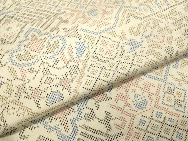 平和屋着物●本場大島紬　白大島　7マルキ　洋花文　正絹　逸品　DABJ6903du