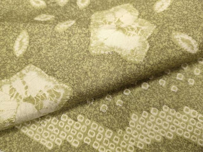 平和屋着物●本場縞大島紬　訪問着　絞り　草花文　正絹　逸品　DABJ6910du