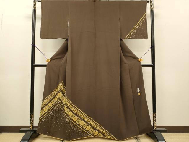 平和屋着物●東京友禅　菅有鬼一　訪問着　草花文　金彩　さが美扱い　正絹　逸品　DABJ6911du