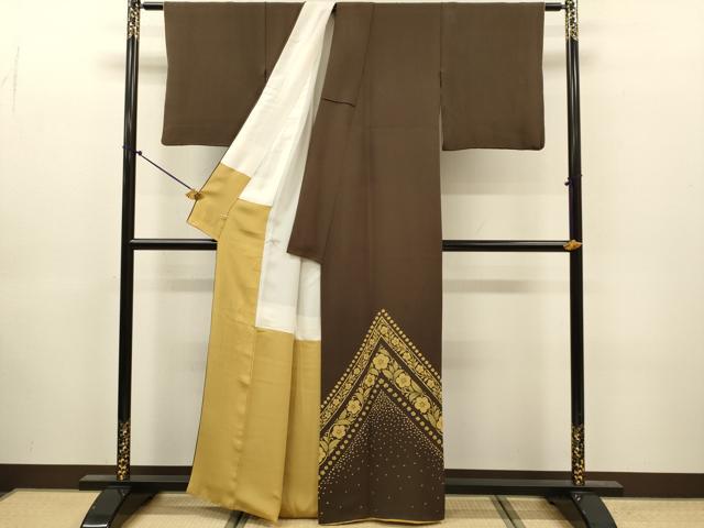 平和屋着物●東京友禅　菅有鬼一　訪問着　草花文　金彩　さが美扱い　正絹　逸品　DABJ6911du