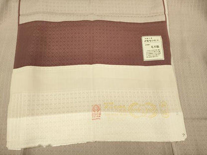 平和屋着物●江戸小紋　毛万筋　煤竹色×白茶色　反端付き　正絹　逸品　DABJ6923du