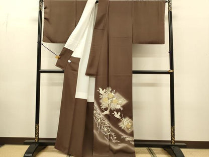 平和屋着物●豪華色留袖　作家物　駒刺繍　飛鶴枝花文　暈し染め　金彩　正絹　逸品　未使用　DABJ6928du