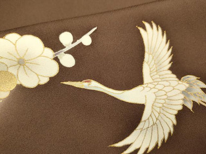 平和屋着物●豪華色留袖　作家物　駒刺繍　飛鶴枝花文　暈し染め　金彩　正絹　逸品　未使用　DABJ6928du