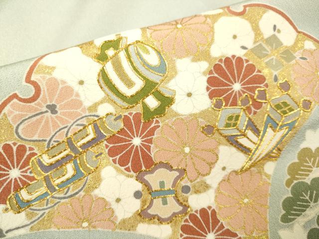 平和屋着物●豪華色留袖　作家物　駒刺繍　宝尽くし花文　金彩　正絹　逸品　DABJ6929du