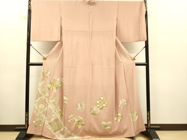 平和屋着物●豪華色留袖　駒刺繍　草花丸文　金彩　正絹　逸品　DABJ6931du
