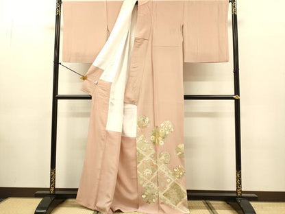 平和屋着物●豪華色留袖　駒刺繍　草花丸文　金彩　正絹　逸品　DABJ6931du