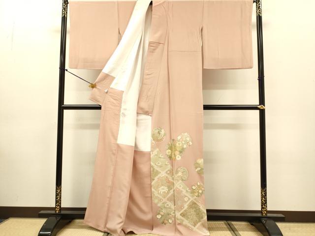 平和屋着物●豪華色留袖　駒刺繍　草花丸文　金彩　正絹　逸品　DABJ6931du